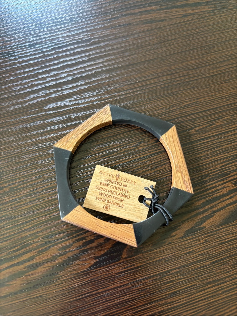 Olive & Poppy Reclaimed Wine Barrel Wood Bangle Bracelet